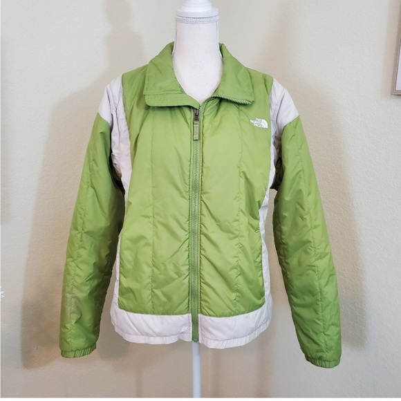 The North Face Light Weight Puffer Jacket Green White - Picture 1 of 8